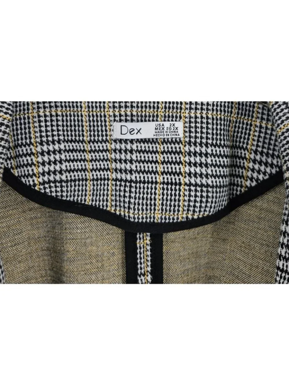 Dex women’s plaid blazer open front 3/4 sleeve size 2X Pockets